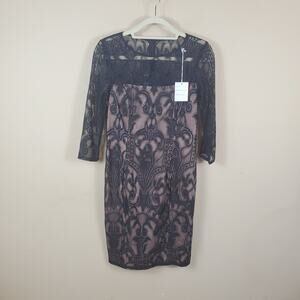 Adrianna Papell Black Lace Sheath Dress Women's Size 6